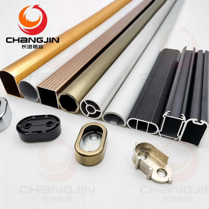 Wardrobe tube closet rod connector closet rod center support oval profile Aluminum tube wardrobe oval pipe