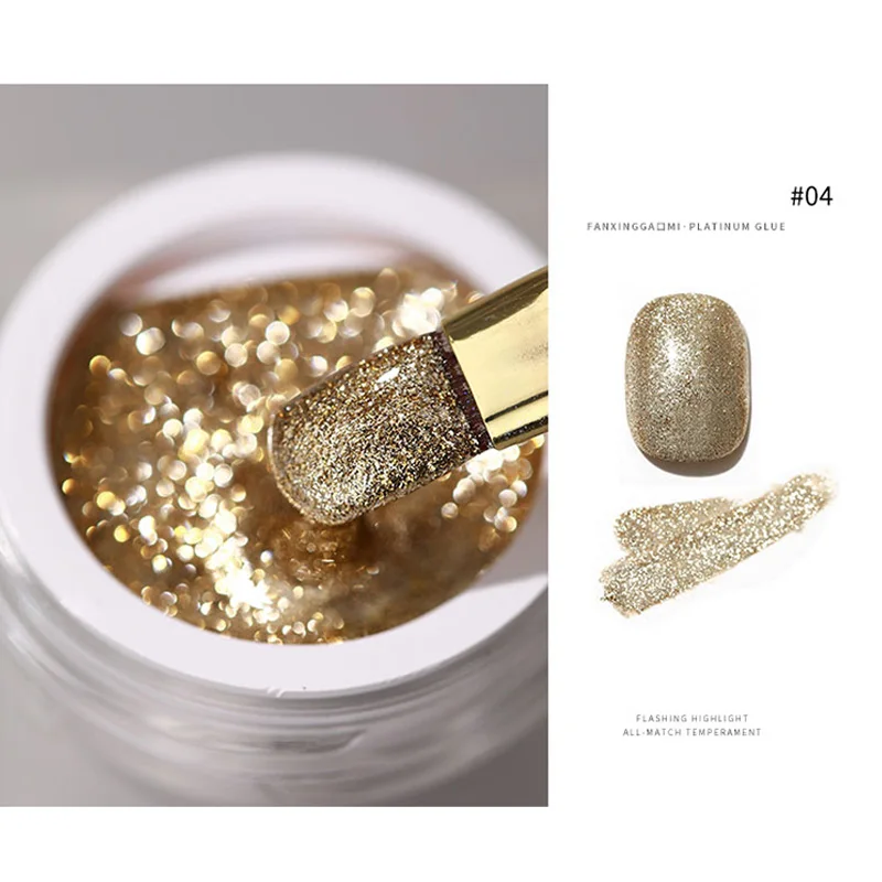 Custom high quality metal liner platinum gel polish logo nail salon art vernis gel flash color liner platinum gel