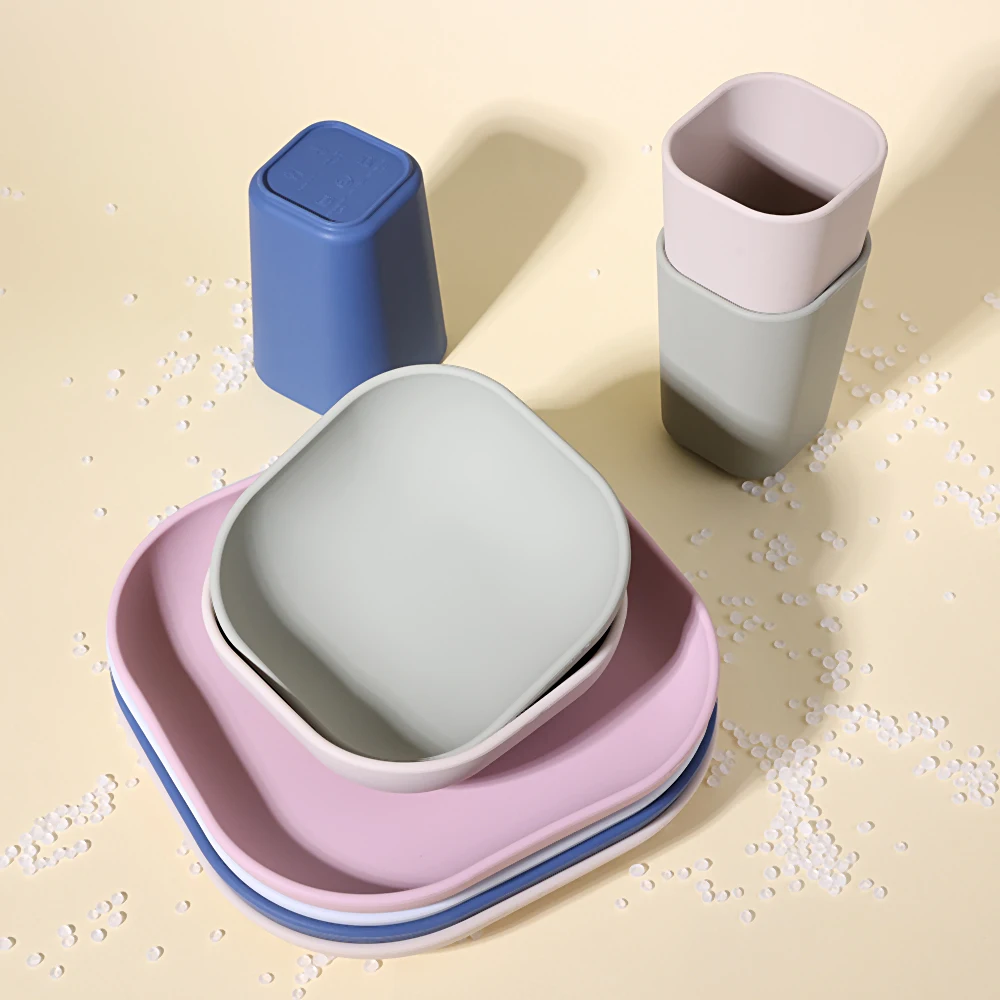 New Product Ideas 2024 Bpa Free Silicon Dinning Plate Babi Food Grade Silicone Baby Feeding Set With Cup