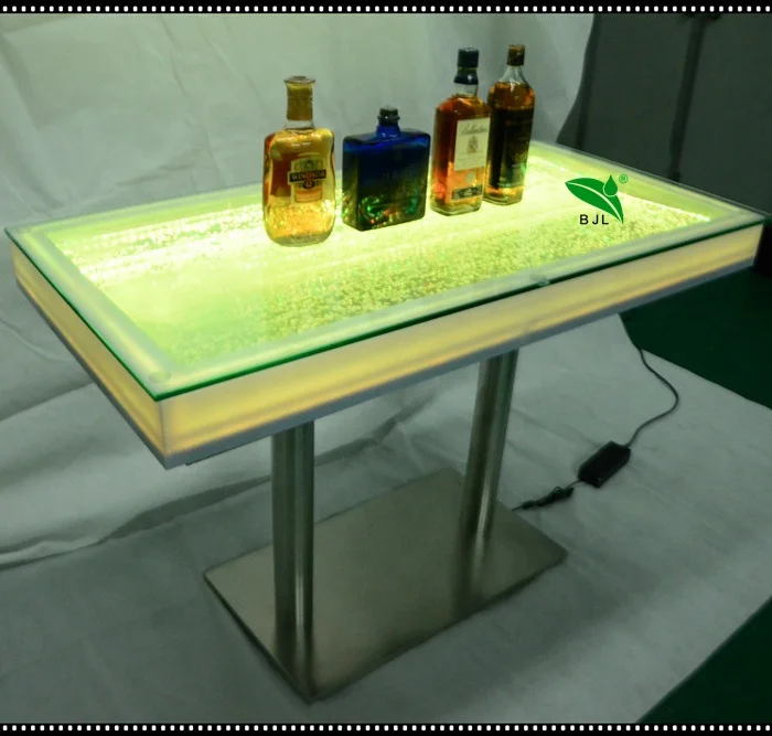 Restaurant Aluminum Base Water Bubble Panel Led Glowing Dinning Table