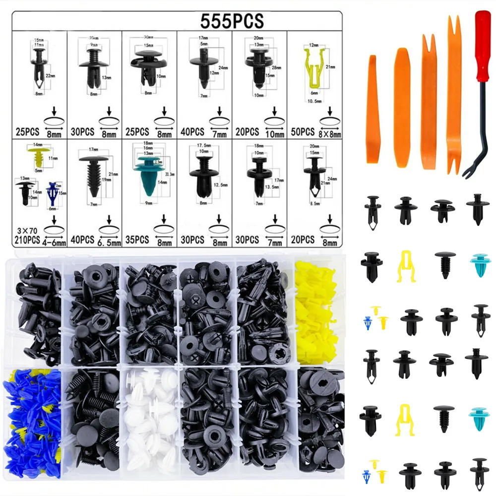 Manufacture wholesale 555pcs Plastic Rivets Fastener Fender Bumper Push Pin Clips Fastener Kit