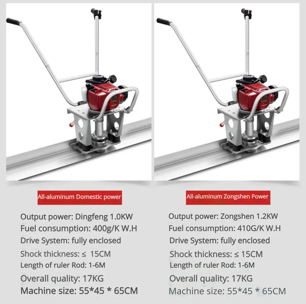 Factory Price Concrete Vibratory Leveling Screed Machine Gasoline Concrete Vibration Ruler