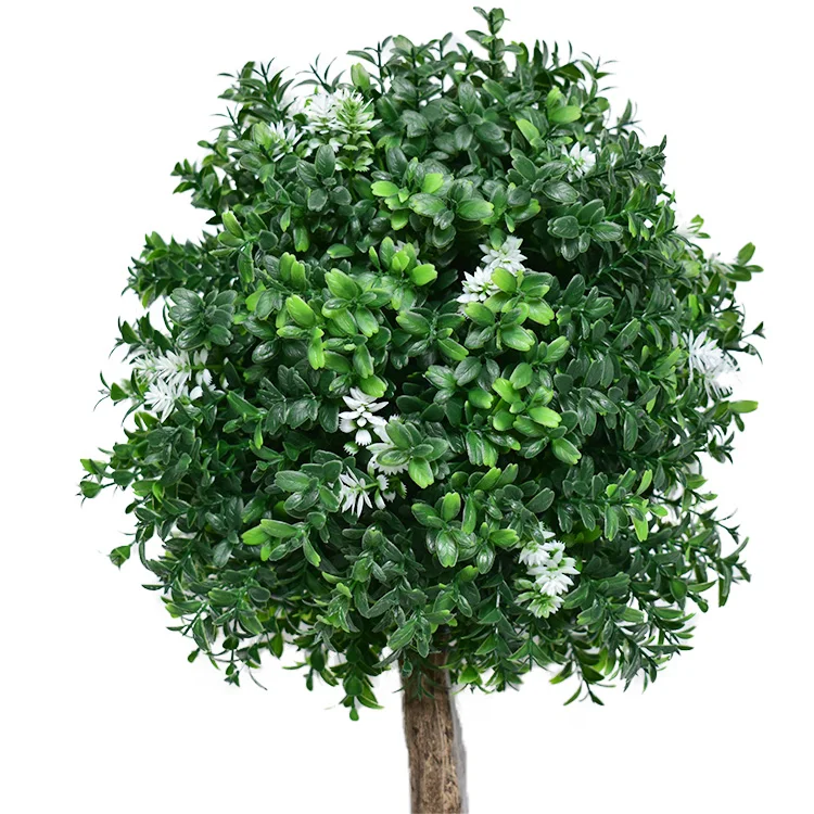 60CM Factory Artificial topiary boxwood ball tree with white flowers for decoration MY1774
