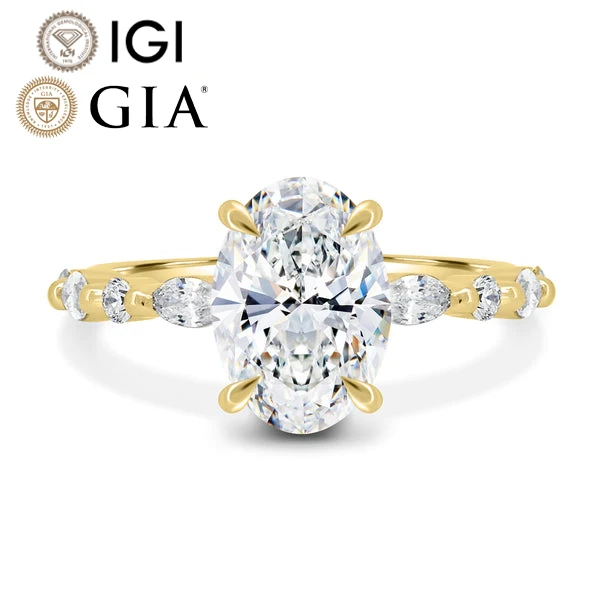 На заказ Gia Igi сертифицированное D VVS2 лабораторное выращенное бриллиантовое 18-каратное Золотое овальное обручальное кольцо 1Ct карат ювелирные изделия для женщин