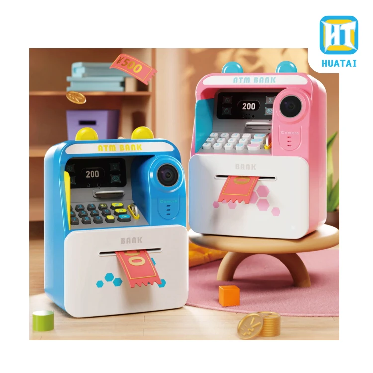 battery operated Fingerprint sensing face cognition password revised function ATM money save cashier simulation bank toy