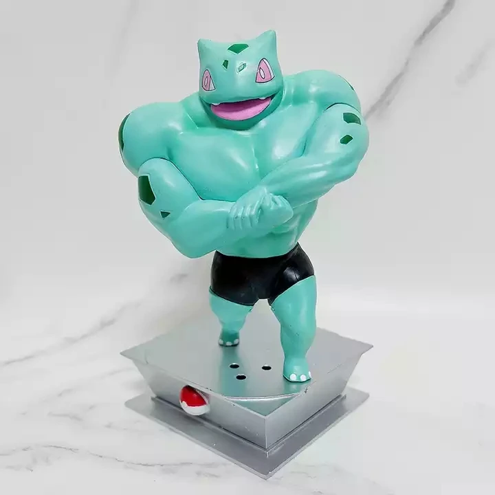 Fitness Muscle Pikachu Charmander Squirtle Pokemons Anime Action Figure Bodybuilding Series Pvc Figure Gk Statue Figurine