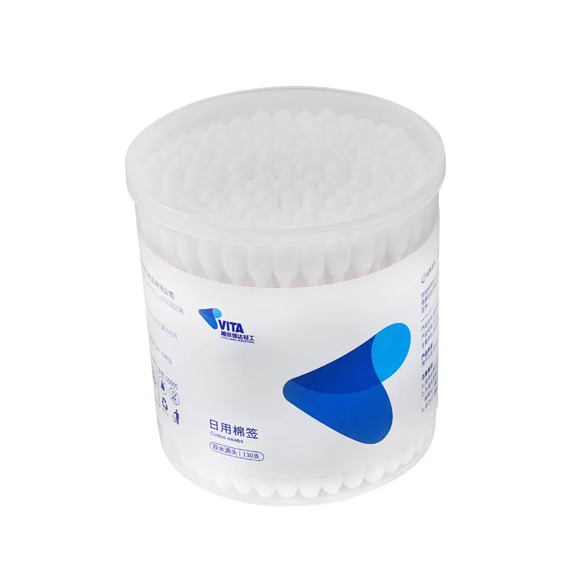 
Wholesale disposable 130 pieces cylinders of absorbent cotton balls with double drop-tip cotton swabs 