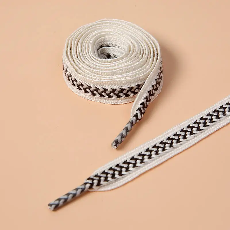 High quality New1.2cm wheat braid shoelace Cotton Herringbone Braid Shoelaces Af Sb Dunks Low High Sneakers Flat Shoe Laces