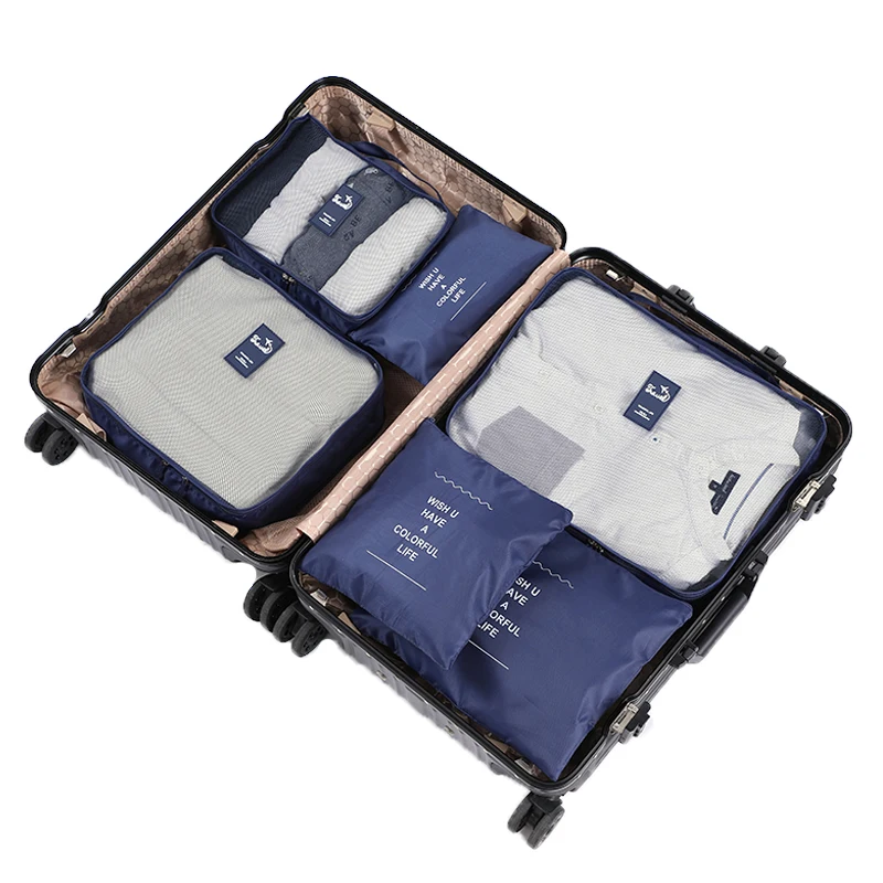  Складные дорожные сумки LuggageTravel из ткани Оксфорд с принтом животных для хранения 6 шт. в наборе сумка-Органайзер