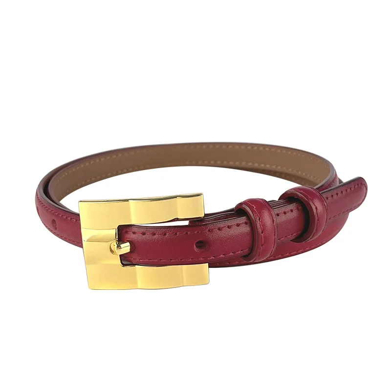 Newest Designs Gold Silver Buckle Genuine Leather Thin Belt Female Cowhide Waist Belts Decoration Jeans