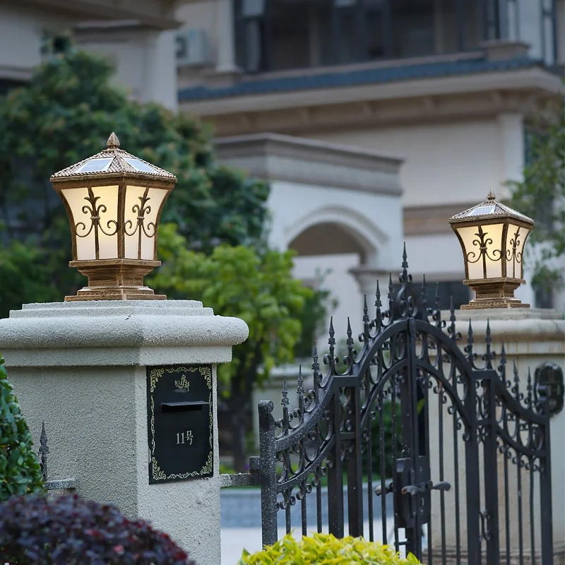 5w Modern Led Solar Powered Pillar Light Gate Post Outdoor Garden Fence Luminous Auto Body Lamp Item Battery Lighting Time Evo