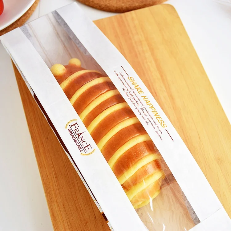 Custom printing recyclable Sandwich packaging bags wholesale greaseproof bread paper bag with PVC window