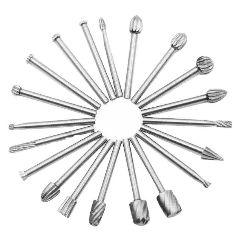 20 Pieces 1/8 HSS Routing Router Drill Bits Set Carbide Rotary Burrs Tools Wood Stone Metal Root Carving Milling Cutter