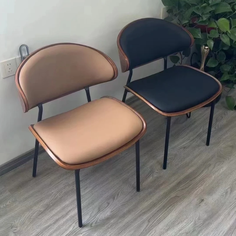 Classic modern design scandinavian metal wood seat  and backrest light grey dining chair with cushion