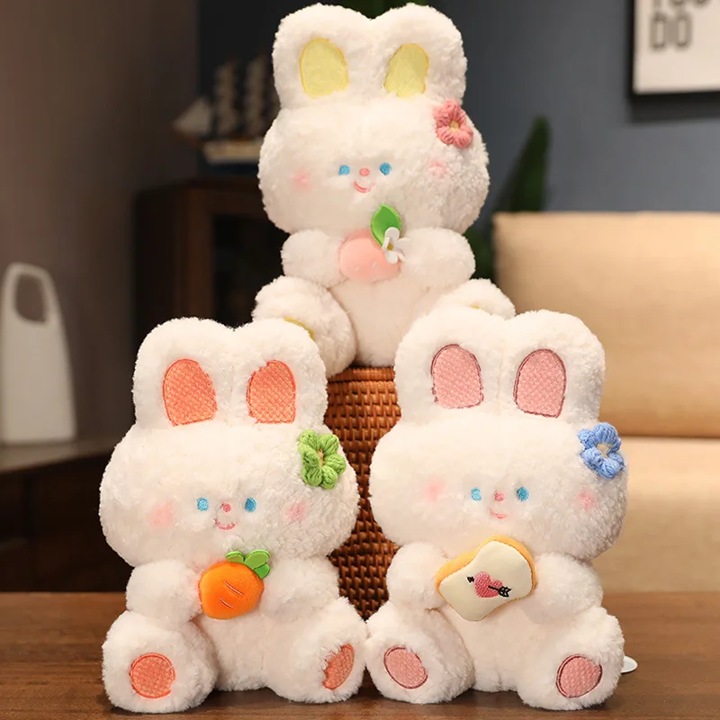 Cute bunny to send girl holiday gift vertical ear rabbit plush toy doll fruit small white rabbit doll