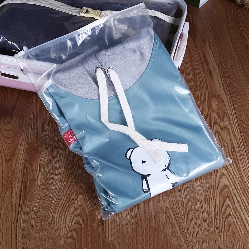 Resealable clothes packaging frosted plastic ziplock bag waterproof transparent large plastic zipper bags for shipping