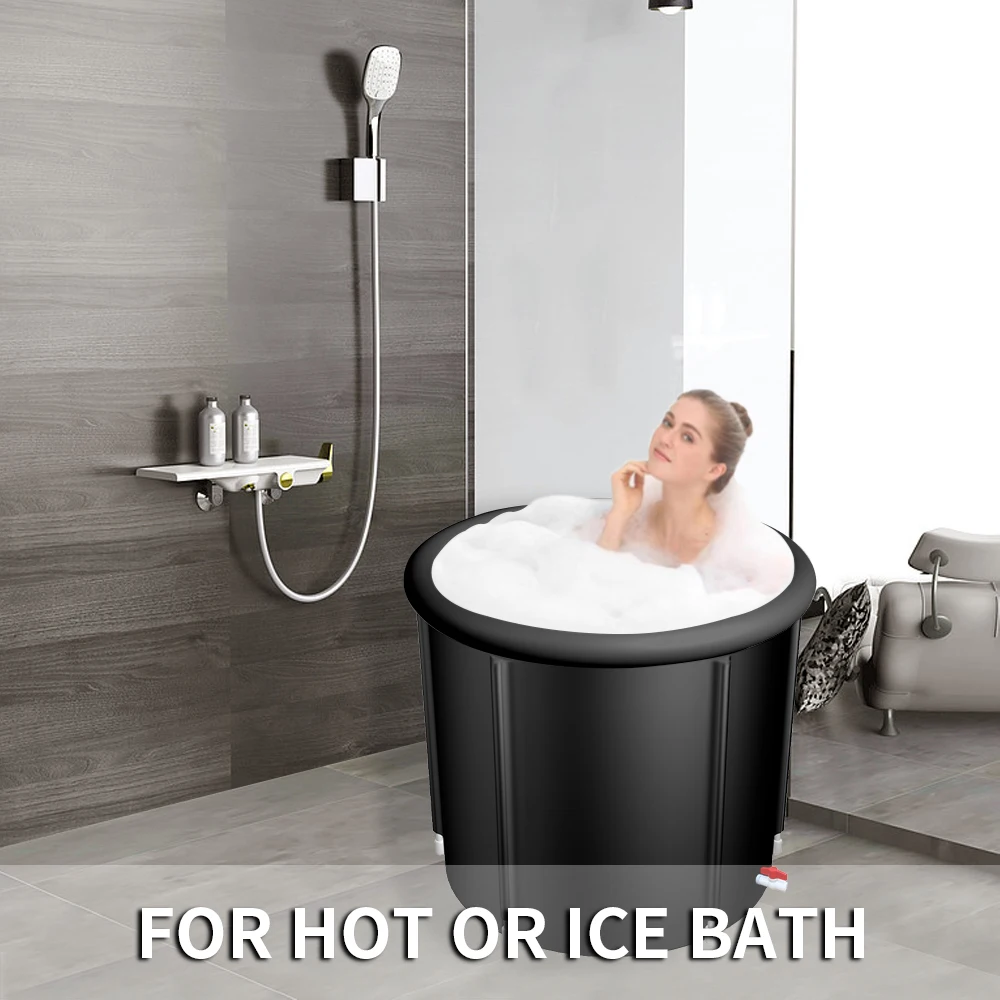 Hot Sale Black Custom Recovery Portable Folding Inflatable Ring Ice Bath Tub for Adult