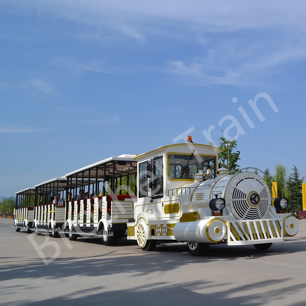 Outdoor Adults Sightseeing Passenger Steam Locomotive Attraction Electric Tourist Road Tour Trackless Train For Sale