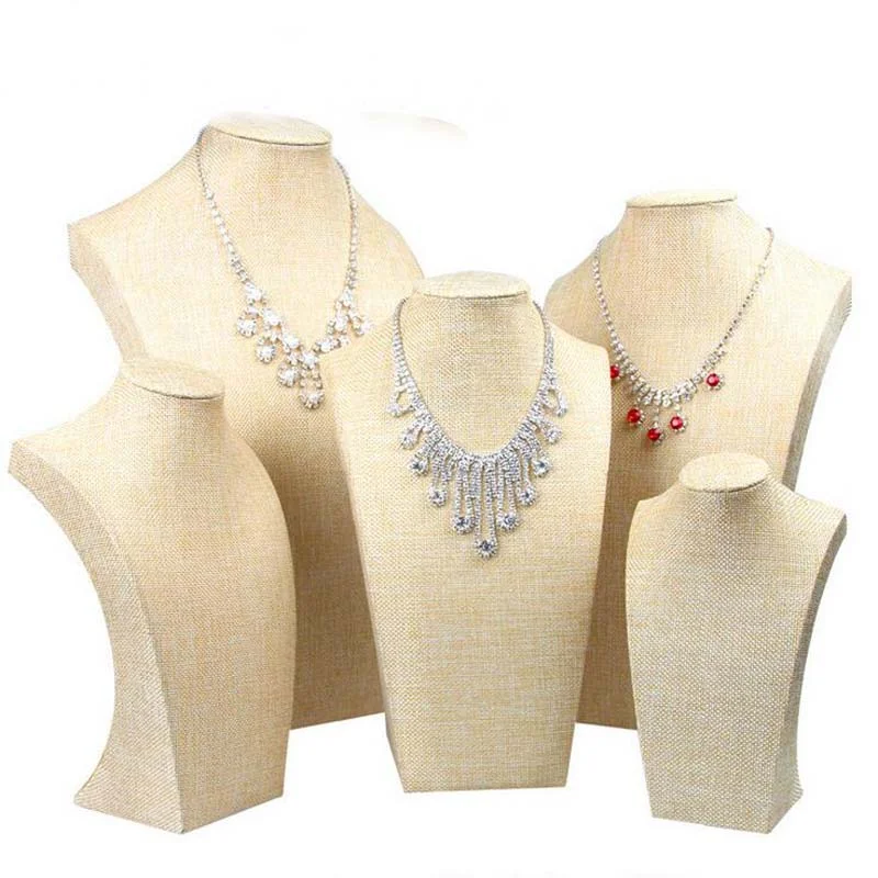 Wholesale Jewelry Display Organizer Stand Linen Jewelry Display for Long Necklace Display Bust