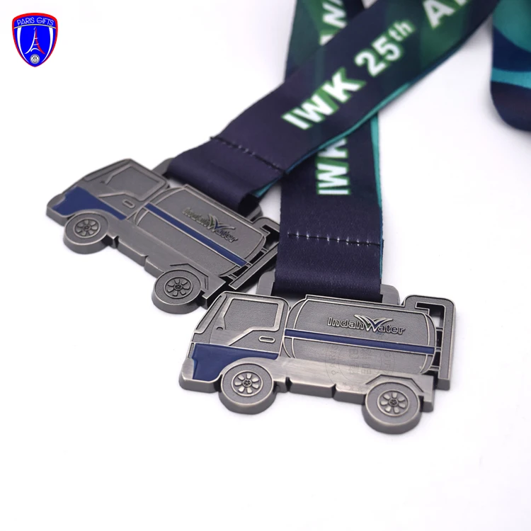 Fire truck shape medal car medal for fire men Indahwater custom funny car dye casting running sport medal