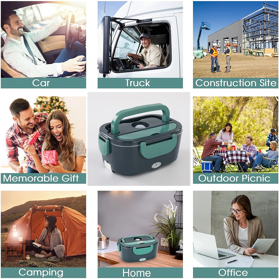 High Power 40W Electric Lunch Box Food Heater Warmer 3 in 1 Portable Heated Lunch Box for Car Truck & Work 12V 24V 110V