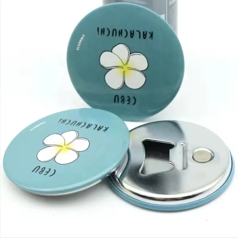 OEM Magnetic bottle opener fridge magnet / circle tinplate bottle opener