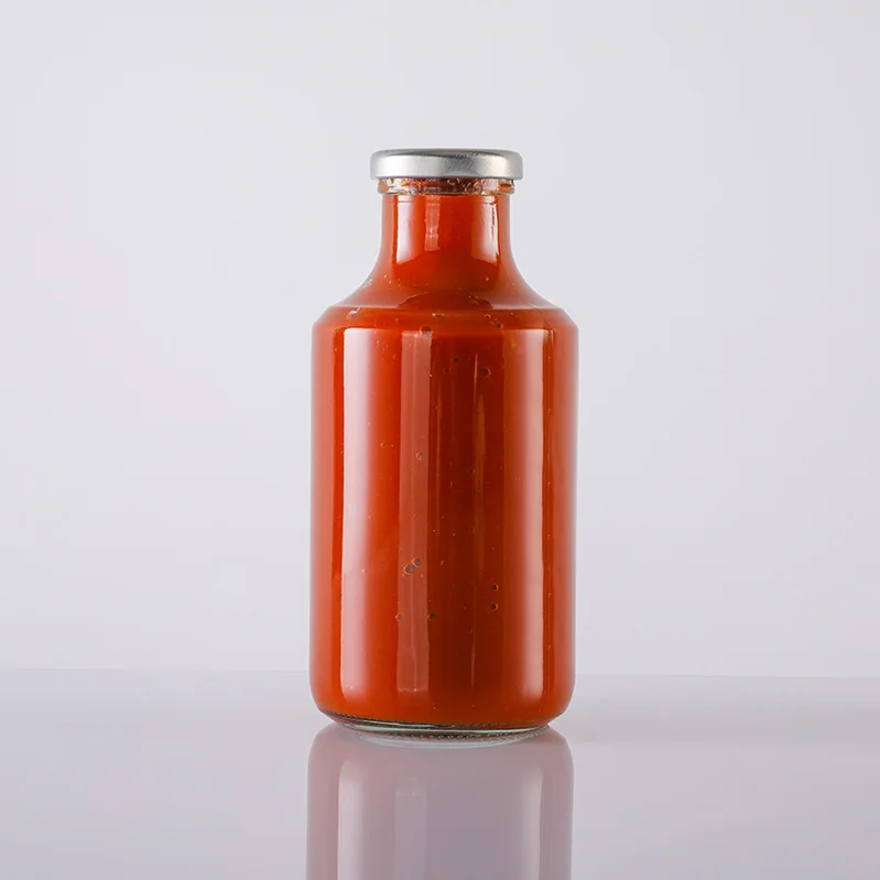 8oz 250ml 16oz 500ml Airtight Glass Salsa Dressing Stout Bottle for Ketchup Chili Sauce Mustard Mayonnaise