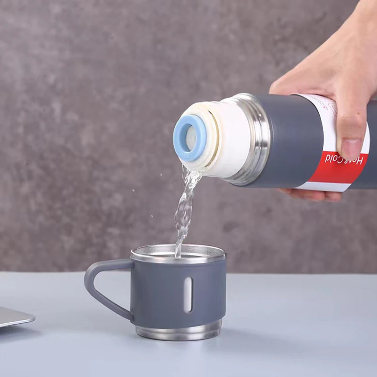 2023 Hot sale 500ml Stainless Steel Thermos Coffee Tumbler Water Bottle Business Gift Cup Vacuum Flask Set with 2 Cups