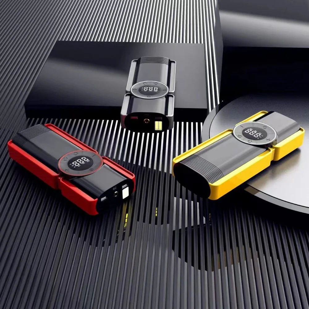 Portable 20000 mah super capacitor jumper battery pack car booster lithium power bank jump starter with air compressor