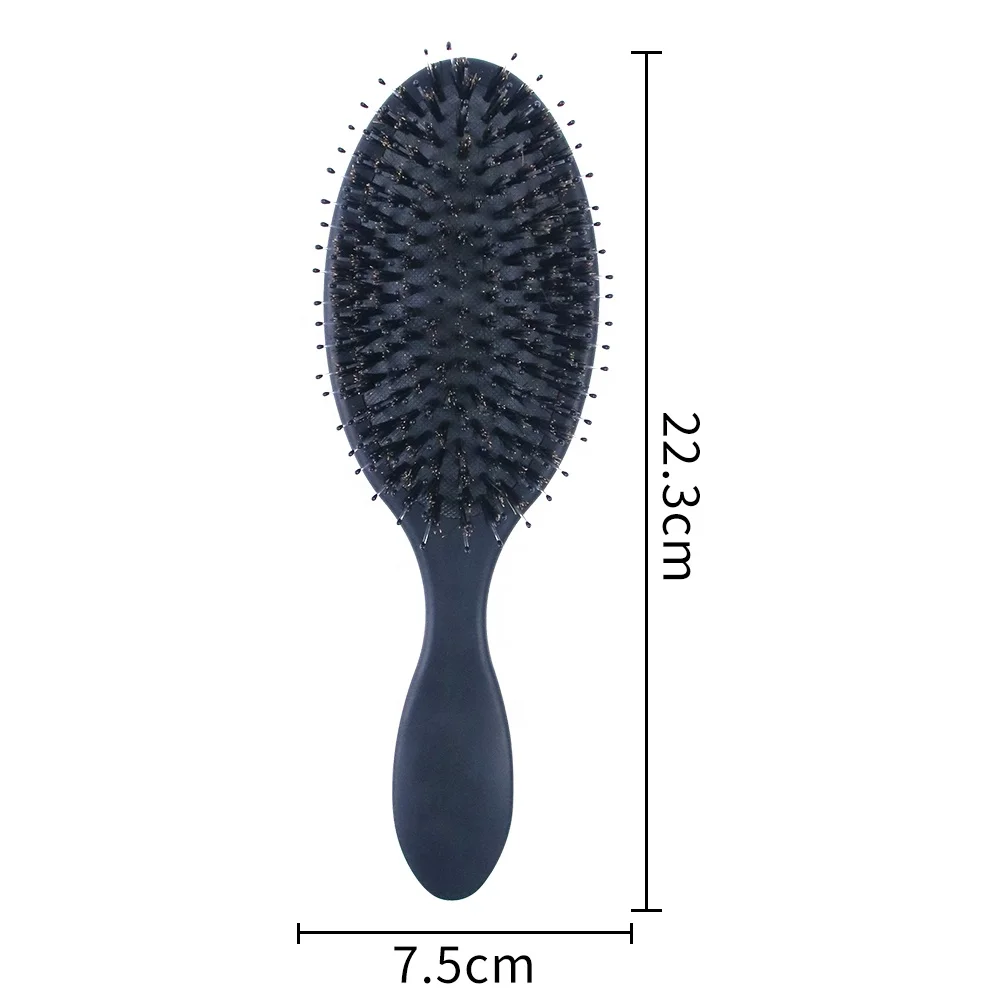 Custom Black Women Hair Care Brush Massager Soft Cushion Nylon Bristles Wet Salon Round Hair Brush