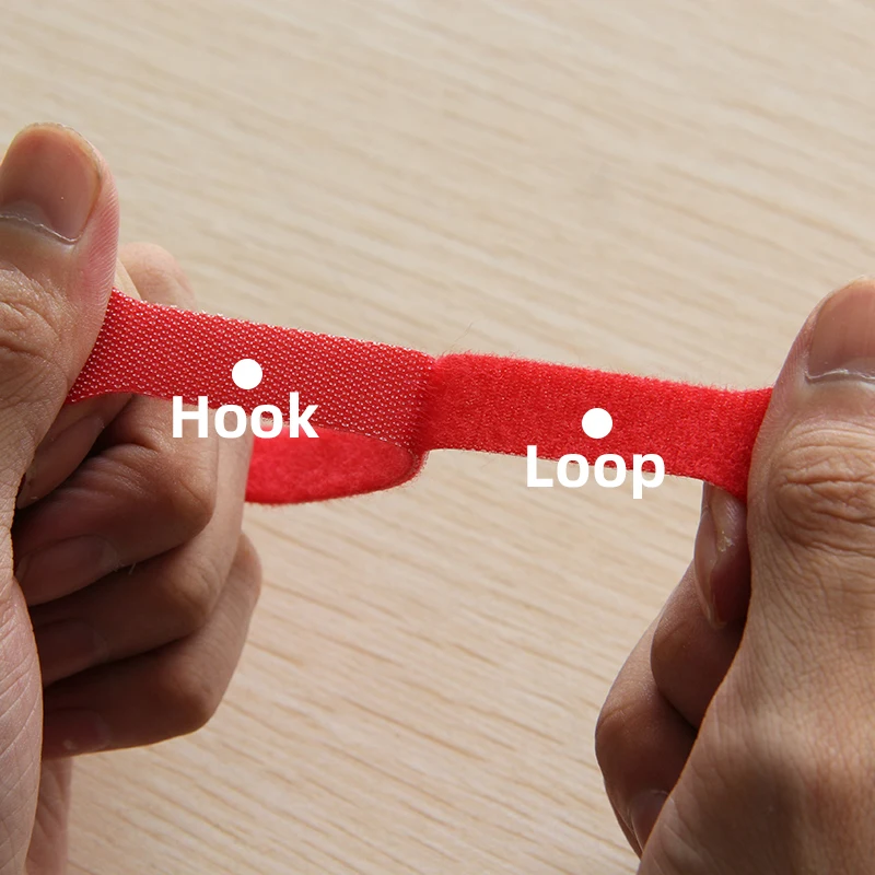 Custom Size Print Logo Soft Adjustable Fasteners Straps Nylon Back To Back Injection Molded Hook Loop Cable Tie