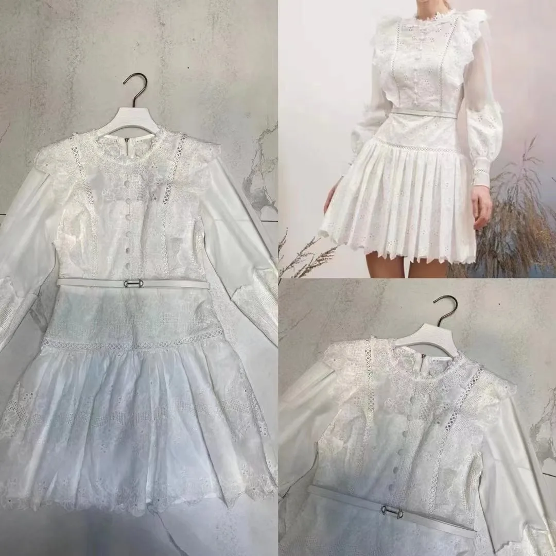 Pleated Hook Long Sleeve Commute Long Sleeve Korean Quality Women Office Dress