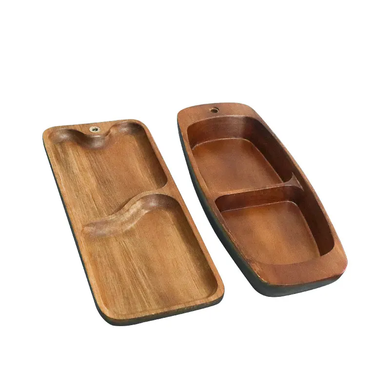 TAOTAOJU source factory acacia wood boat tray solid wood tea snack serving pllate custom wooden tray