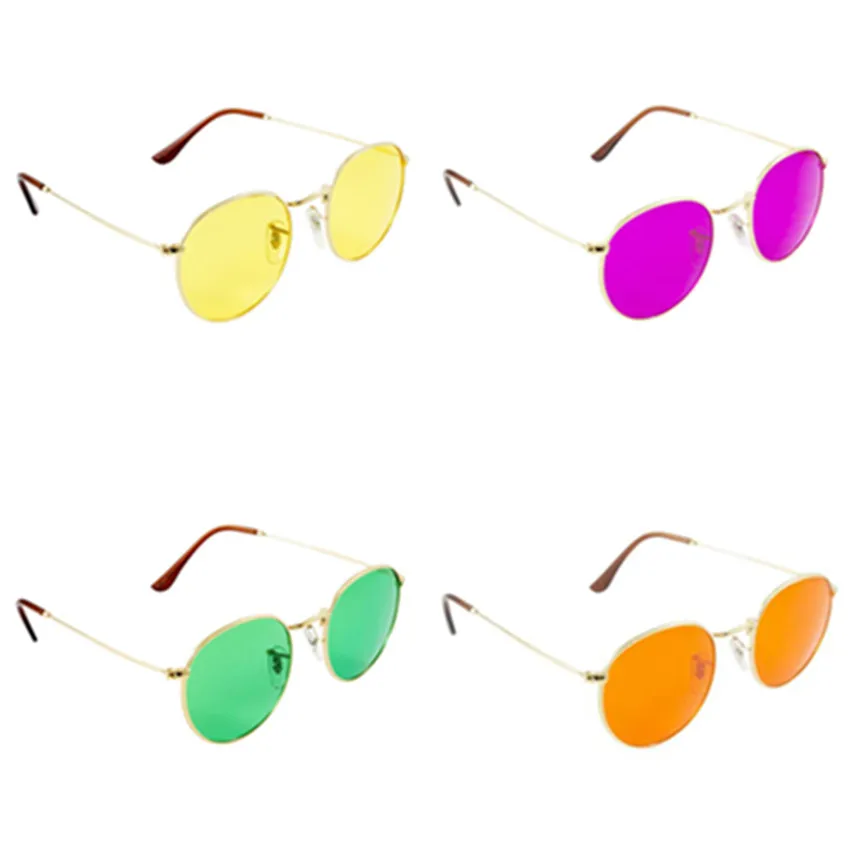 Eye Glasses for Relaxation Therapies,Color Therapy Glasses,Colorful Transparent Round Super Retro Sunglasses