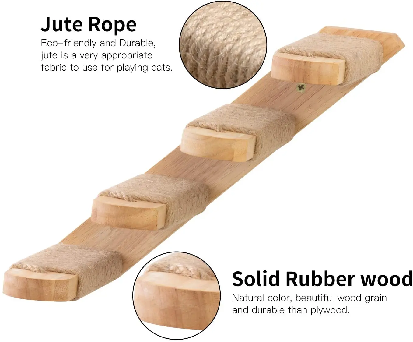 Four Step Cat Stairway with Jute Scratching  Wall Mounted Cat Climbing Shelf