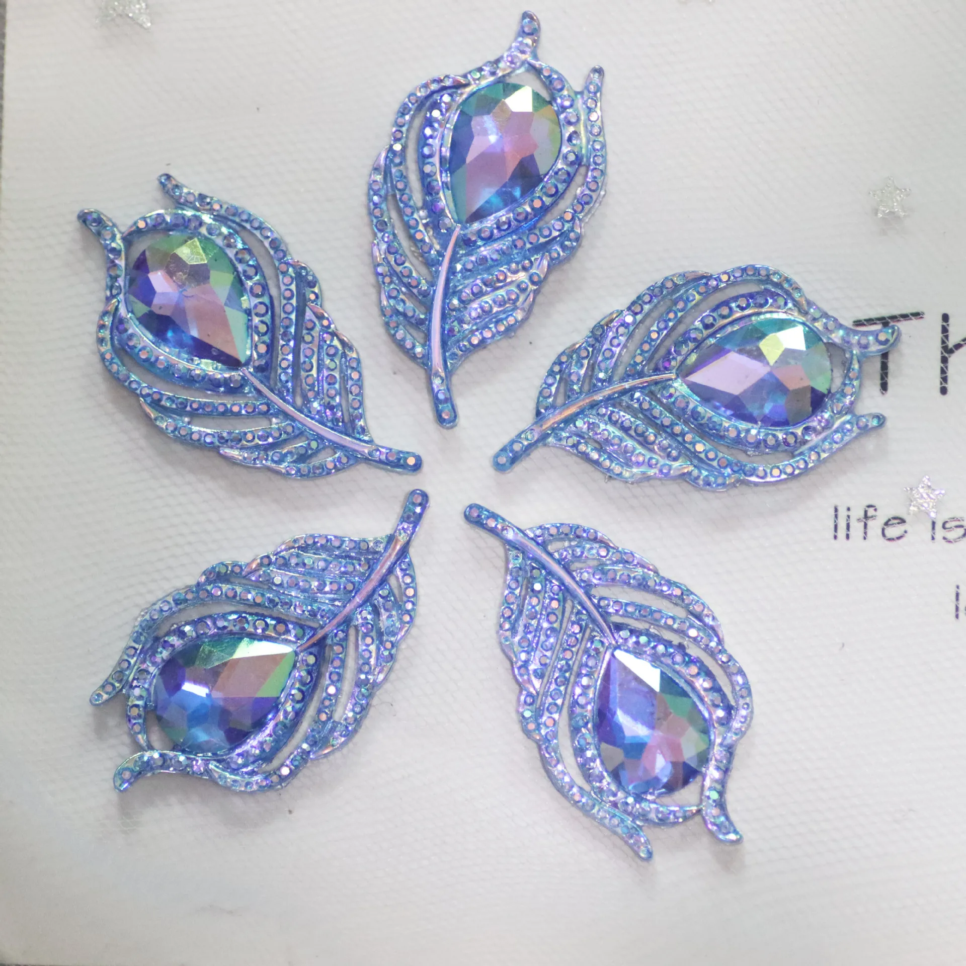 Leaf Resin Cabochon Diy More Colors 20*38mm Feathery Leaves Resin Accessories Flat Bottom  Drill Clothes Bag Diy Accessories
