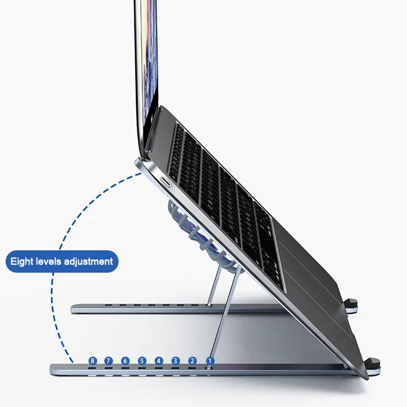 Boneruy Custom Logo 360 Cooling Fans Blue Light And Foldable Aluminium Laptop Stand With Cooling Fan
