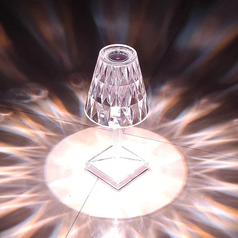 2021 New Product quickly delivery Led Table light Crystal Desk Lamp 3 colors USB Chargeable Touch Sensor Acrylic for decoration