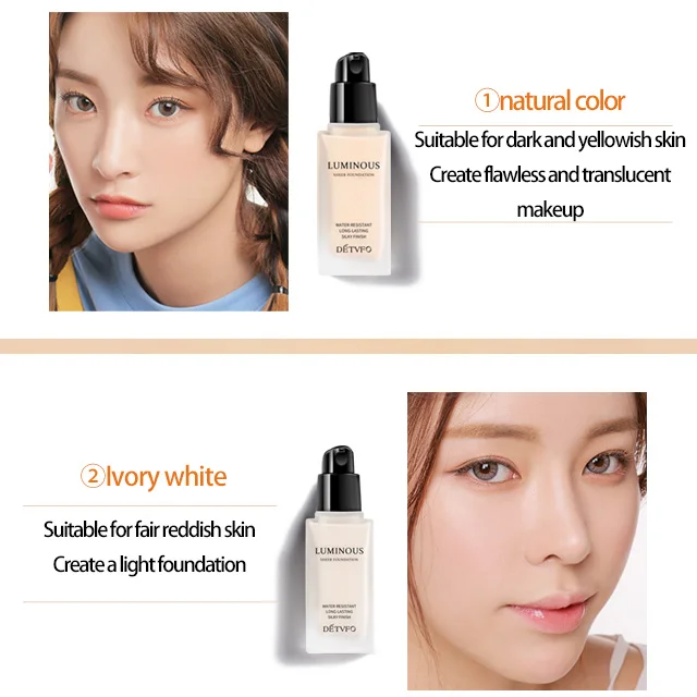 private label Free Sample High Quality glowing oil-free Waterproof luminous liquid makeup foundation for white or dark skin