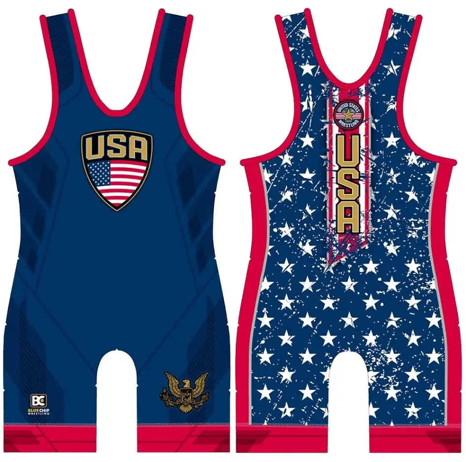 
Custom Spandex wrestling tights wrestling suits sublimation wrestling singlets for Men 