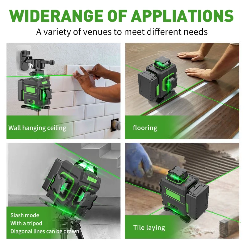 Green Beam Laser Cross 16 Line Self Leveling 4d Infrared Laser Level