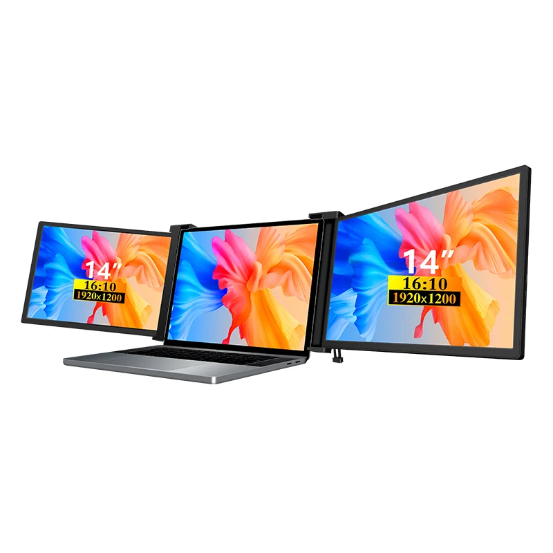 Hot Sale Three Screens Display Triple 14 Inch 800x 480 Broadcast SDI Monitor with Metal Frame