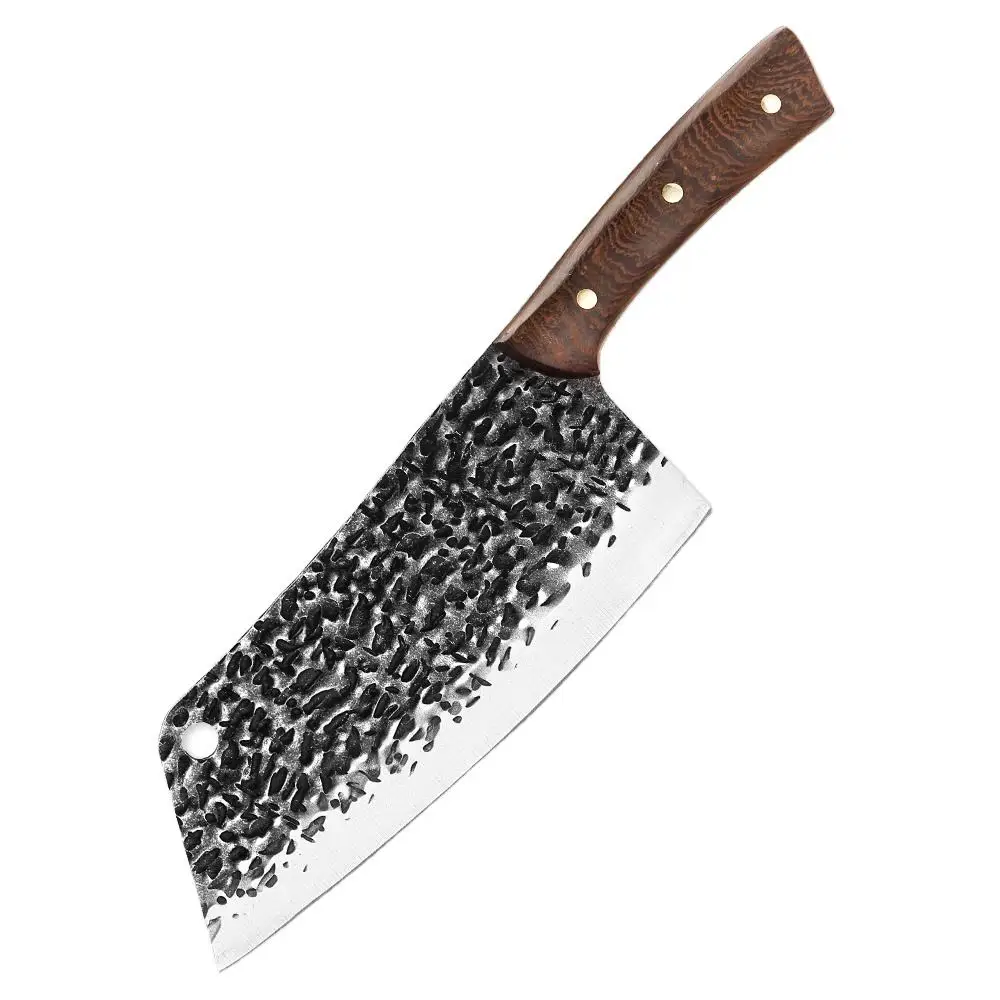 Dropshipping 7 inch Handmade Full Tang Forged High-carbon Steel Wenge wood handle Kitchen Knives Chef Cleaver Butcher knife