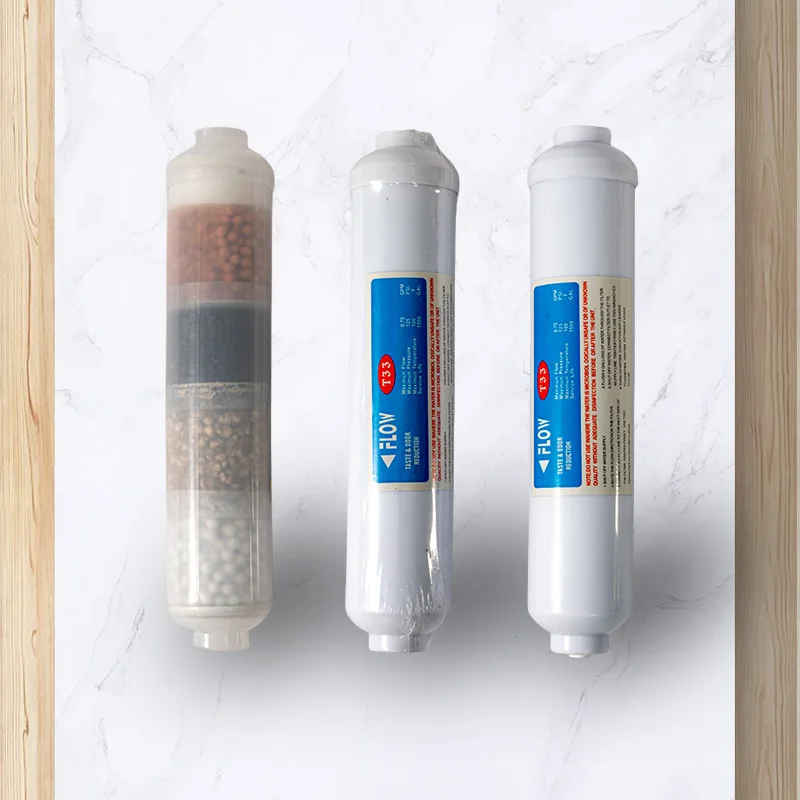 T33 inline multi functional pre post water inline alkline water filter cartridge reverse osmosis
