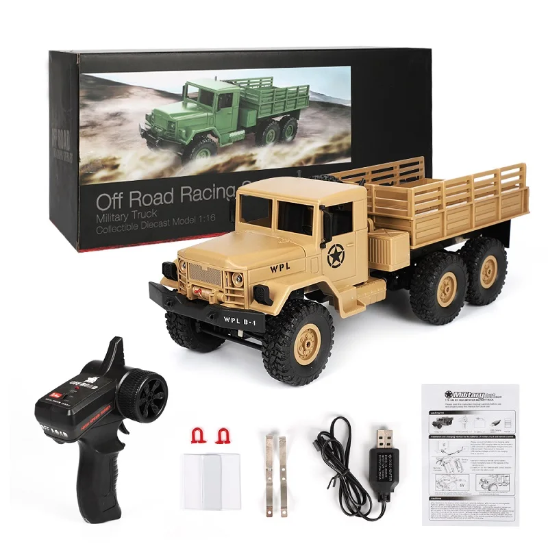 Rc Truck Wpl B16 1:16 Rc Car 6wd 2.4g Off-road Military Truck Rc Car