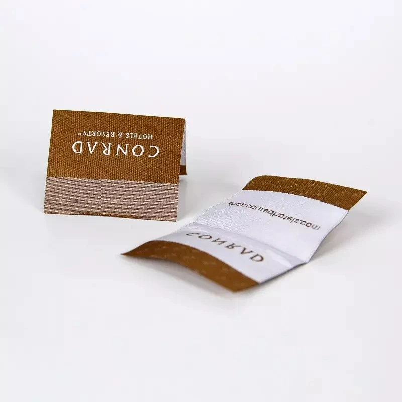 Custom End Fold Garment t shirt brand Labels Factory Product Clothes Personalised Labels Satin woven Label For Clothing