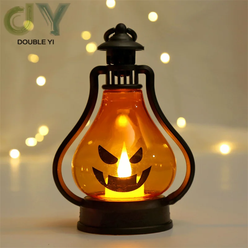 LED Halloween Pumpkin Ghost Lantern Lamp DIY Hanging Scary Candle Light Home Horror Props Kids Toy For Wholesale