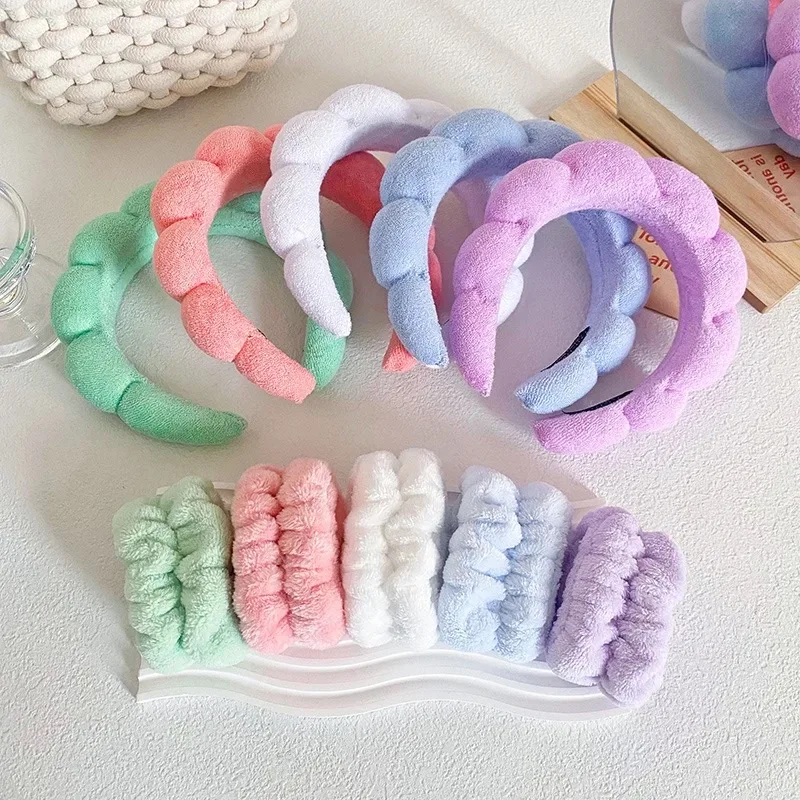Wholesale 3pcs/set Washing Face Washband Hairband Hair Accessories Spa Makeup Sponge Terry Wristband Headband Set For Women