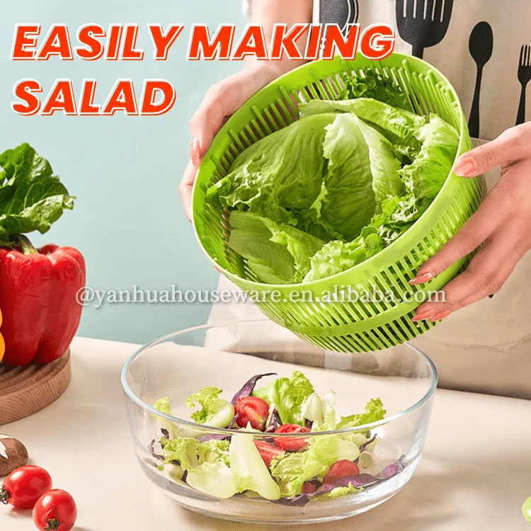 Kitchen Lettuce Spinner with Secure Lid Lock Rotary Handle Vegetable Washing Dryer Quick Dry Vegetable Salad Dryer