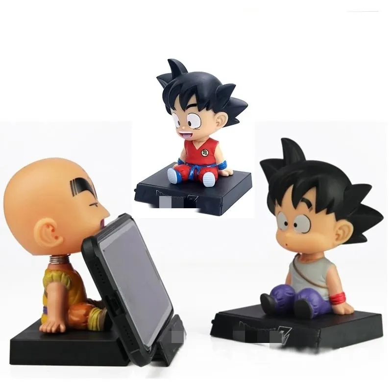 DBZ Goku Kuririn Shaking Head Doll DBZ Goku Action Figure Toy Model Phone Holder Bracket Car Decoration Gifts